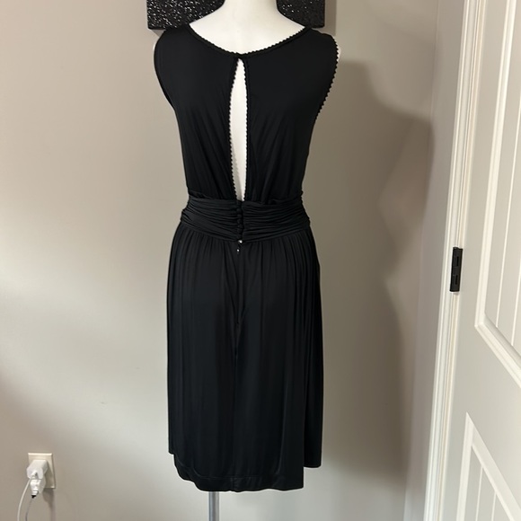 FENDI Authentic Black Knee Length Draped Ruched Dress Cocktail Black Tie Sz  42